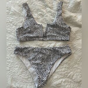 Black and White Polka Dot Bikini Set